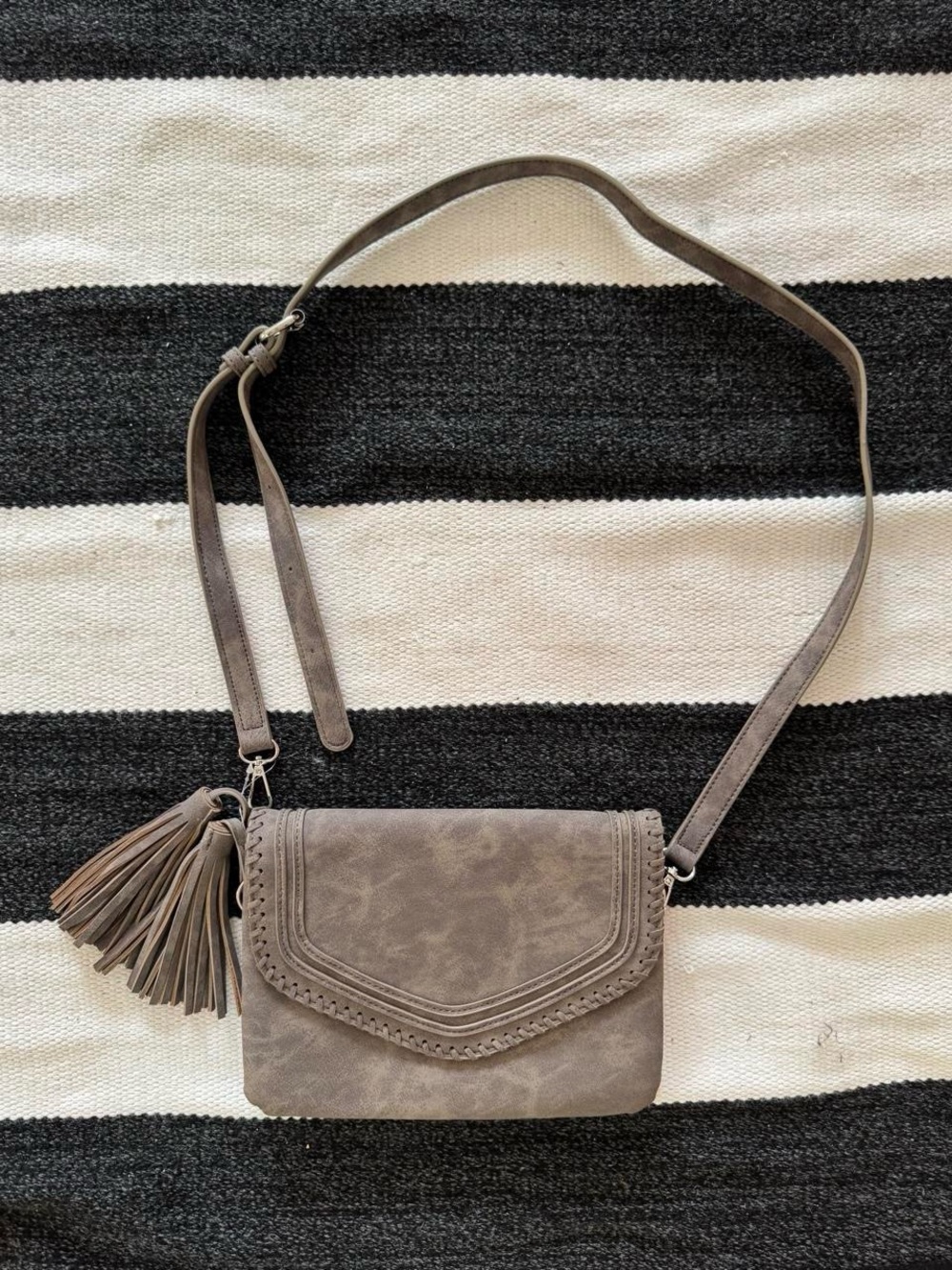 Unk Taupe Crossbody Bag with Tassel